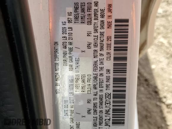 ✅ 2018 Mazda 6 Touring • VIN: JM1GL1VM4J1301292 • Lot: 90908455. Listed on Copart with Not provided. Free auction sales archive from the USA and detailed vehicle history report at DreamBid. Image 12.