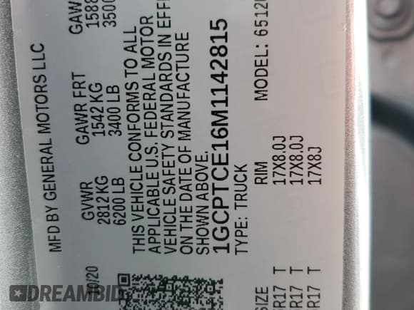 ✅ 2021 Chevrolet Colorado 4WD LT • VIN: 1GCPTCE16M1142815 • Lot: 78711574. Listed on Copart with 35,041 mi. Free auction sales archive from the USA and detailed vehicle history report at DreamBid. Image 15.