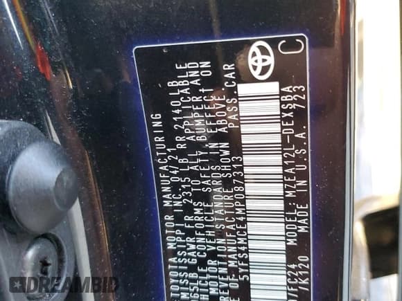 ✅ 2021 Toyota Corolla SE • VIN: 5YFS4MCE4MP087313 • Лот: 89828505. Опубликован ранее на Copart с пробегом 52 482 миль. Бесплатный доступ к архиву аукционных продаж из США и подробный отчёт об истории автомобиля на DreamBid. Изображение 12.