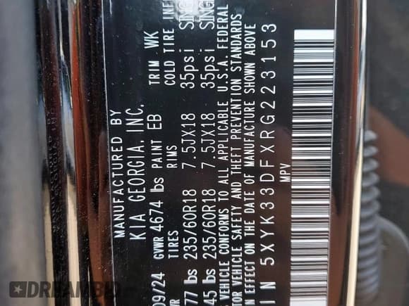 ✅ 2024 Kia Sportage EX • VIN: 5XYK33DFXRG223153 • Lot: 84298855. Listed on Copart with 10,732 mi. Free auction sales archive from the USA and detailed vehicle history report at DreamBid. Image 13.