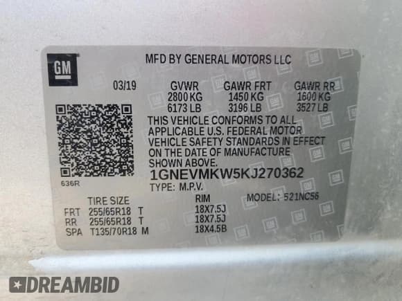 ✅ 2019 Chevrolet Traverse LT Cloth • VIN: 1GNEVMKW5KJ270362 • Lot: 92076155. Wystawiony na Copart z przebiegiem 418 996 mil. Bezpłatny archiwum sprzedaży aukcyjnych z USA i szczegółowy raport historii pojazdu na DreamBid. Zdjęcie 13.