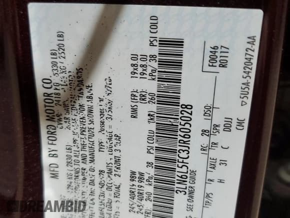 ✅ 2018 Lincoln MKZ Reserve • VIN: 3LN6L5FC3JR605028 • Lot: 59753165. Listed on Copart with 80,443 mi. Free auction sales archive from the USA and detailed vehicle history report at DreamBid. Image 13.