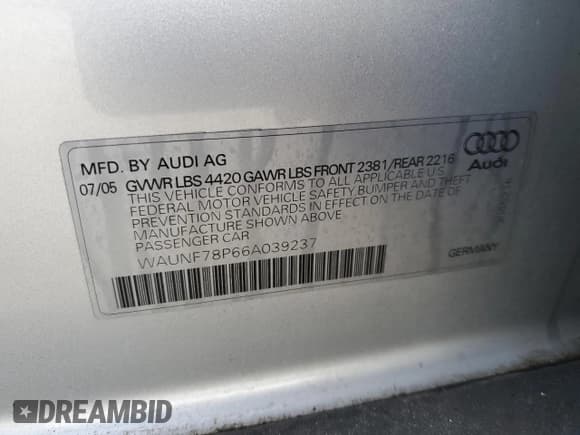 ✅ 2006 Audi A3 Premium • VIN: WAUNF78P66A039237 • Lot: 82872094. Wystawiony na Copart z przebiegiem 108 848 mil. Bezpłatny archiwum sprzedaży aukcyjnych z USA i szczegółowy raport historii pojazdu na DreamBid. Zdjęcie 12.