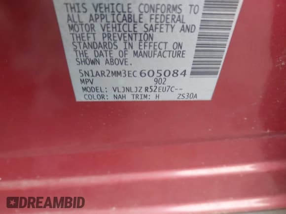 ✅ 2014 Nissan Pathfinder S • VIN: 5N1AR2MM3EC605084 • Лот: 43302983. Опубликован ранее на IAAI с пробегом 197 061 миль. Бесплатный доступ к архиву аукционных продаж из США и подробный отчёт об истории автомобиля на DreamBid. Изображение 9.