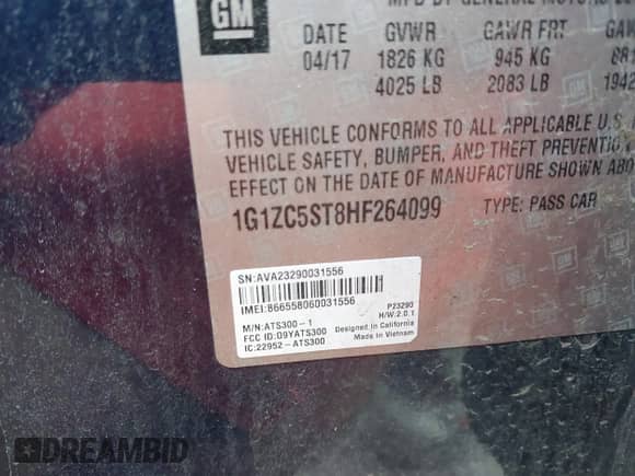 2017 Chevrolet Malibu LS with VIN 1G1ZC5ST8HF264099, listed as a IAAI auction lot 42410507 with 168,681 mi miles and . Bid and sale history available at DreamBid. Image 9.