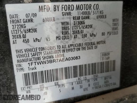 ✅ 2010 Ford F-350 XL • VIN: 1FTWW3BR7AEA03083 • Lot: 49258045. Listed on Copart with Not provided. Free auction sales archive from the USA and detailed vehicle history report at DreamBid. Image 12.