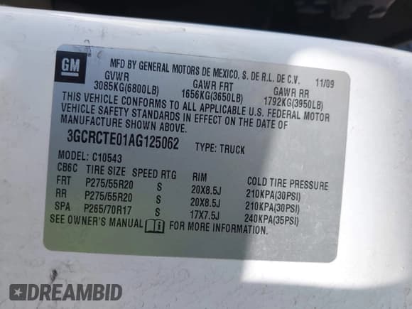 ✅ 2010 Chevrolet Silverado 1500 LTZ • VIN: 3GCRCTE01AG125062 • Lot: 42802999. Listed on IAAI with Not provided. Free auction sales archive from the USA and detailed vehicle history report at DreamBid. Image 9.