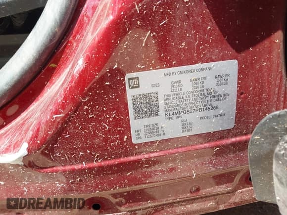 ✅ 2023 Buick Encore GX Preferred • VIN: KL4MMBS27PB145268 • Lot: 42795385. Listed on IAAI with Not provided. Free auction sales archive from the USA and detailed vehicle history report at DreamBid. Image 9.