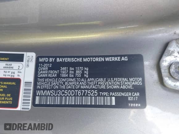 2013 MINI Hardtop с VIN WMWSU3C50DT677525, выставлен на аукционе IAAI как лот 43351618 с пробегом 111 310 миль миль и . История ставок и продаж доступна на DreamBid. Изображение 9.