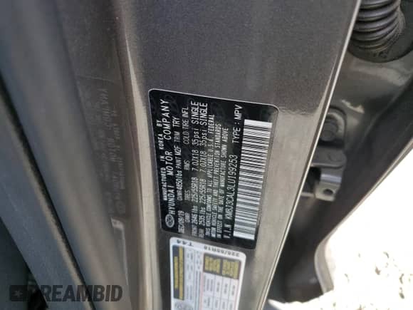 2020 Hyundai Tucson SEL с VIN KM8J3CAL3LU199253, выставлен на аукционе Copart как лот 57812205 с пробегом 49 856 миль миль и Списание • Salvage title. История ставок и продаж доступна на DreamBid. Изображение 13.