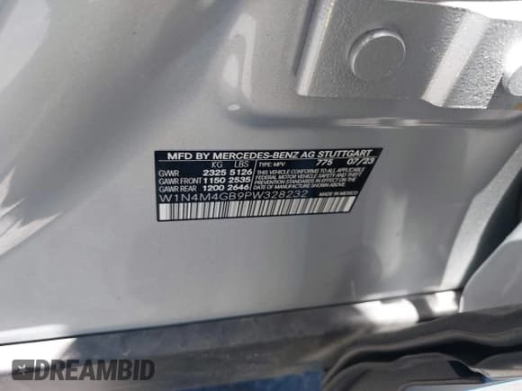 ✅ 2023 Mercedes-Benz GLB 250 • VIN: W1N4M4GB9PW328232 • Lot: 42514520. Listed on IAAI with 10,884 mi. Free auction sales archive from the USA and detailed vehicle history report at DreamBid. Image 9.