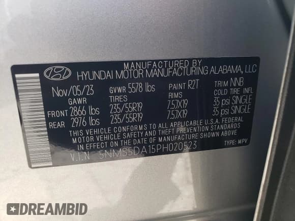 ✅ 2023 Hyundai Santa Fe Limited • VIN: 5NMS5DA15PH020523 • Lot: 69043335. Wystawiony na Copart z przebiegiem 96 093 mil. Bezpłatny archiwum sprzedaży aukcyjnych z USA i szczegółowy raport historii pojazdu na DreamBid. Zdjęcie 12.