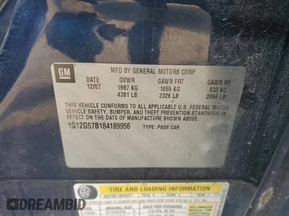 ✅ 2008 Chevrolet Malibu 1FL • VIN: 1G1ZG57B184189956 • Lot: 74089074. Listed on Copart with 162,081 mi. Free auction sales archive from the USA and detailed vehicle history report at DreamBid. Image 15.