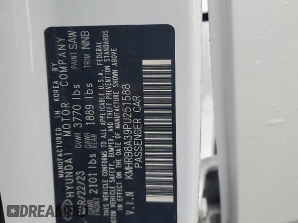 ✅ 2023 Hyundai Venue Essential • VIN: KMHRB8A39PU251588 • Lot: 47559795. Listed on Copart with 17,196 mi. Free auction sales archive from the USA and detailed vehicle history report at DreamBid. Image 12.