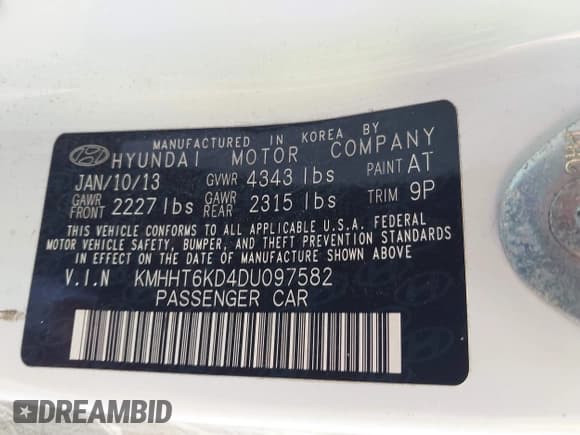 ✅ 2013 Hyundai Genesis Coupe Premium • VIN: KMHHT6KD4DU097582 • Lot: 42589536. Wystawiony na IAAI z przebiegiem 114 935 mil. Bezpłatny archiwum sprzedaży aukcyjnych z USA i szczegółowy raport historii pojazdu na DreamBid. Zdjęcie 9.