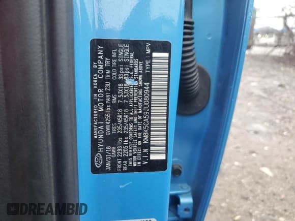 ✅ 2018 Hyundai Kona Ultimate • VIN: KM8K5CA59JU080944 • Лот: 72973524. Опубликован ранее на Copart с пробегом 103 512 миль. Бесплатный доступ к архиву аукционных продаж из США и подробный отчёт об истории автомобиля на DreamBid. Изображение 12.