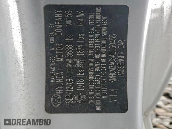 ✅ 2010 Hyundai Accent GS • VIN: KMHCM3AC3AU160455 • Lot: 96194065. Listed on Copart with 118,044 mi. Free auction sales archive from the USA and detailed vehicle history report at DreamBid. Image 12.