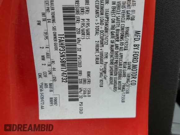 ✅ 2008 Ford Focus SE • VIN: 1FAHP35N58W174732 • Lot: 93341745. Wystawiony na Copart z przebiegiem 86 165 mil. Bezpłatny archiwum sprzedaży aukcyjnych z USA i szczegółowy raport historii pojazdu na DreamBid. Zdjęcie 12.