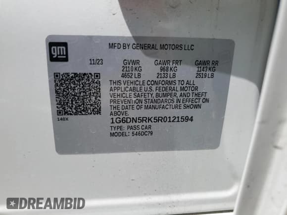 ✅ 2024 Cadillac CT5 Premium Luxury • VIN: 1G6DN5RK5R0121594 • Lot: 51797785. Wystawiony na Copart z przebiegiem 9 010 mil. Bezpłatny archiwum sprzedaży aukcyjnych z USA i szczegółowy raport historii pojazdu na DreamBid. Zdjęcie 12.