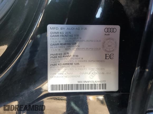 ✅ 2020 Audi A4 allroad Premium Plus • VIN: WA18NAF43LA048377 • Лот: 90803855. Опубликован ранее на Copart с пробегом 65 616 миль. Бесплатный доступ к архиву аукционных продаж из США и подробный отчёт об истории автомобиля на DreamBid. Изображение 12.