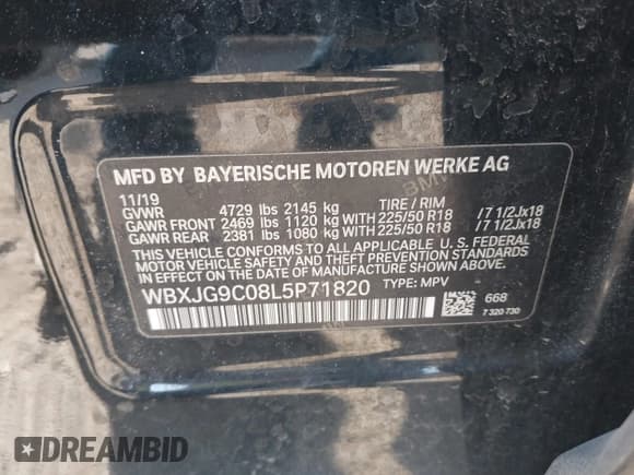 ✅ 2020 BMW X1 xDrive28i • VIN: WBXJG9C08L5P71820 • Lot: 43431393. Wystawiony na IAAI z przebiegiem 59 456 mil. Bezpłatny archiwum sprzedaży aukcyjnych z USA i szczegółowy raport historii pojazdu na DreamBid. Zdjęcie 9.