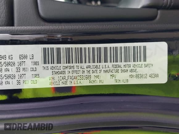 ✅ 2019 Jeep Grand Cherokee Upland • VIN: 1C4RJFAG4KC531609 • Lot: 41719305. Listed on IAAI with 58,058 mi. Free auction sales archive from the USA and detailed vehicle history report at DreamBid. Image 9.