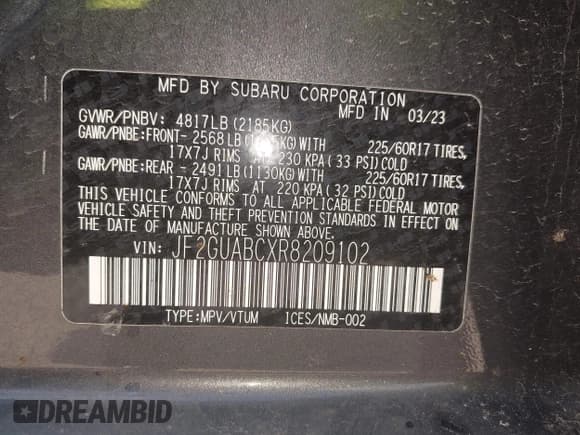 ✅ 2024 Subaru Crosstrek • VIN: JF2GUABCXR8209102 • Lot: 42956064. Wystawiony na IAAI z przebiegiem 27 502 mil. Bezpłatny archiwum sprzedaży aukcyjnych z USA i szczegółowy raport historii pojazdu na DreamBid. Zdjęcie 9.
