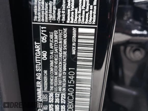 ✅ 2012 Mercedes-Benz CLS 550 • VIN: WDDLJ7DBXCA015401 • Lot: 39591714. Listed on Copart with 94,349 mi. Free auction sales archive from the USA and detailed vehicle history report at DreamBid. Image 15.