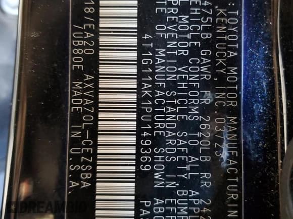 ✅ 2023 Toyota Camry SE • VIN: 4T1G11AK1PU149369 • Лот: 89741285. Опубликован ранее на Copart с пробегом 55 612 миль. Бесплатный доступ к архиву аукционных продаж из США и подробный отчёт об истории автомобиля на DreamBid. Изображение 13.