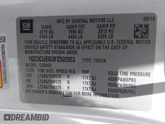 ✅ 2015 Chevrolet Silverado 2500HD Work Truck • VIN: 1GC0CUEG0FZ502953 • Lot: 42425034. Wystawiony na IAAI z przebiegiem Nie podano. Bezpłatny archiwum sprzedaży aukcyjnych z USA i szczegółowy raport historii pojazdu na DreamBid. Zdjęcie 9.