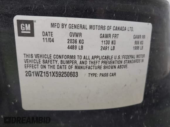 ✅ 2005 Chevrolet Monte Carlo SS Supercharged • VIN: 2G1WZ151X59250603 • Lot: 43728888. Listed on IAAI with 180,930 mi. Free auction sales archive from the USA and detailed vehicle history report at DreamBid. Image 9.