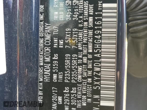 ✅ 2017 Hyundai Santa Fe Ultimate • VIN: 5XYZWDLA5HG491611 • Лот: 61615324. Опубликован ранее на Copart с пробегом Не указан. Бесплатный доступ к архиву аукционных продаж из США и подробный отчёт об истории автомобиля на DreamBid. Изображение 13.