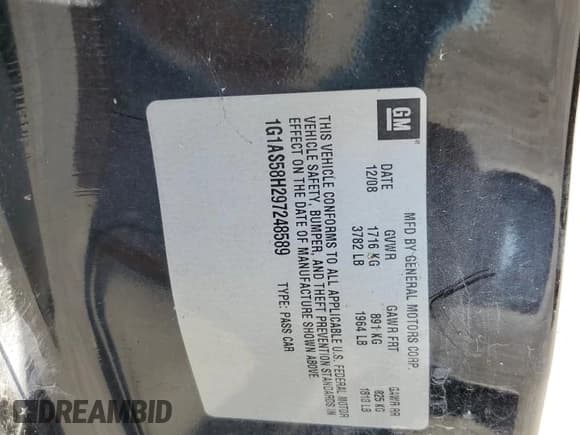 ✅ 2009 Chevrolet Cobalt LS • VIN: 1G1AS58H297248589 • Лот: 90362605. Опубликован ранее на Copart с пробегом 244 726 миль. Бесплатный доступ к архиву аукционных продаж из США и подробный отчёт об истории автомобиля на DreamBid. Изображение 12.