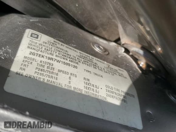 ✅ 1998 GMC Sierra 1500 • VIN: 2GTEK19R7W1505120 • Лот: 71555485. Опубликован ранее на Copart с пробегом Не указан. Бесплатный доступ к архиву аукционных продаж из США и подробный отчёт об истории автомобиля на DreamBid. Изображение 12.