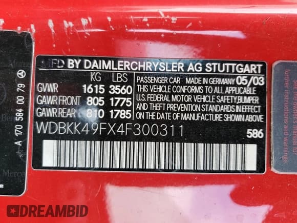 ✅ 2004 Mercedes-Benz SLK 230/320 • VIN: WDBKK49FX4F300311 • Lot: 80967295. Wystawiony na Copart z przebiegiem 142 134 mil. Bezpłatny archiwum sprzedaży aukcyjnych z USA i szczegółowy raport historii pojazdu na DreamBid. Zdjęcie 12.