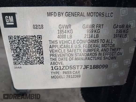 2018 Chevrolet Malibu LT с VIN 1G1ZD5ST7JF188099, выставлен на аукционе IAAI как лот 43335471 с пробегом 7 705 миль миль и . История ставок и продаж доступна на DreamBid. Изображение 9.