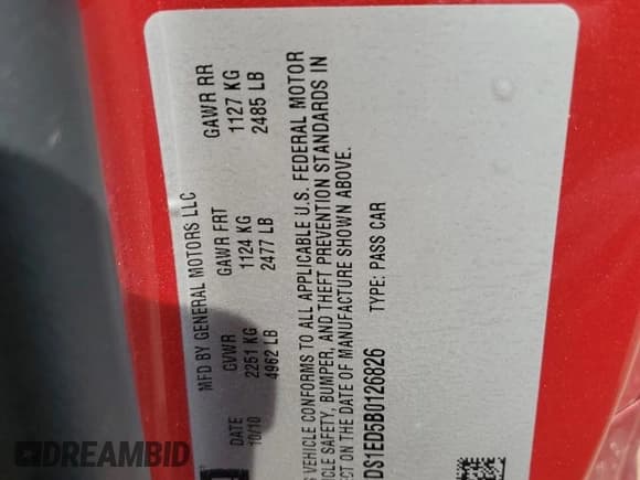 ✅ 2011 Cadillac CTS Premium • VIN: 1G6DS1ED5B0126826 • Lot: 67554065. Listed on Copart with 121,538 mi. Free auction sales archive from the USA and detailed vehicle history report at DreamBid. Image 12.