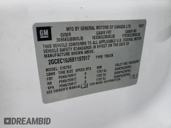 ✅ 2008 Chevrolet Silverado 1500 2LT • VIN: 2GCEC19J681197917 • Lot: 74453864. Listed on Copart with 104,081 mi. Free auction sales archive from the USA and detailed vehicle history report at DreamBid. Image 12.