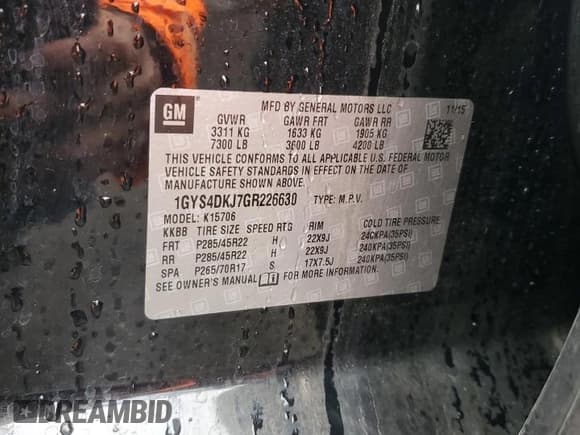 ✅ 2016 Cadillac Escalade Platinum • VIN: 1GYS4DKJ7GR226630 • Lot: 84989485. Listed on Copart with 145,430 mi. Free auction sales archive from the USA and detailed vehicle history report at DreamBid. Image 13.