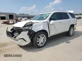 2024 Chevrolet Tahoe High Country z VIN 1GNSKTKT5RR376057, wystawiony jako Copart lot #81313125 z przebiegiem Nie podano mil oraz Szkoda całkowita • Salvage title. Historia ofert i sprzedaży dostępna na DreamBid. Obrazek 1.