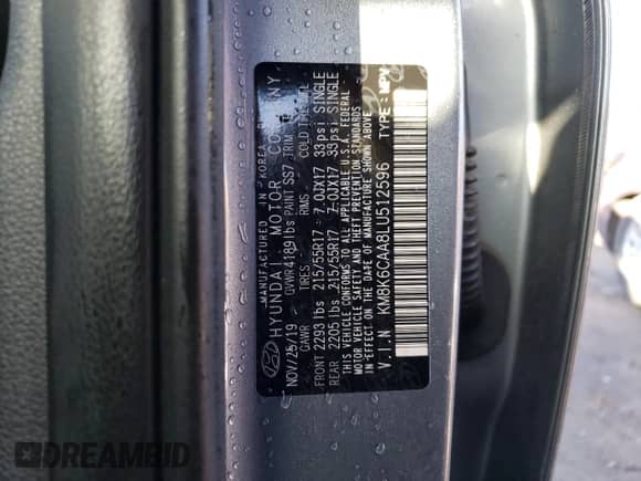 2020 Hyundai Kona SEL Plus with VIN KM8K6CAA8LU512596, listed as a Copart auction lot 40449643 with 14,918 mi miles and . Bid and sale history available at DreamBid. Image 13.