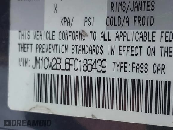 ✅ 2015 Mazda 5 Sport • VIN: JM1CW2BL6F0186439 • Lot: 41376755. Listed on IAAI with 186,680 mi. Free auction sales archive from the USA and detailed vehicle history report at DreamBid. Image 9.