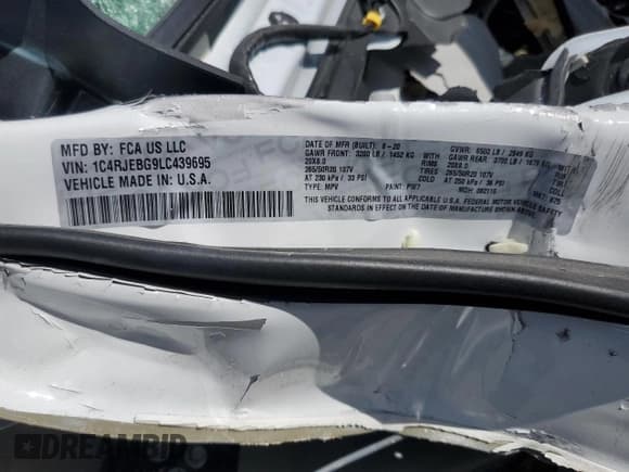 ✅ 2020 Jeep Grand Cherokee Limited X • VIN: 1C4RJEBG9LC439695 • Lot: 76309454. Listed on Copart with Not provided. Free auction sales archive from the USA and detailed vehicle history report at DreamBid. Image 14.