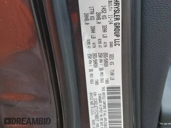 ✅ 2015 Dodge Durango Citadel • VIN: 1C4SDJET1FC708917 • Lot: 64995505. Listed on Copart with 132,553 mi. Free auction sales archive from the USA and detailed vehicle history report at DreamBid. Image 13.