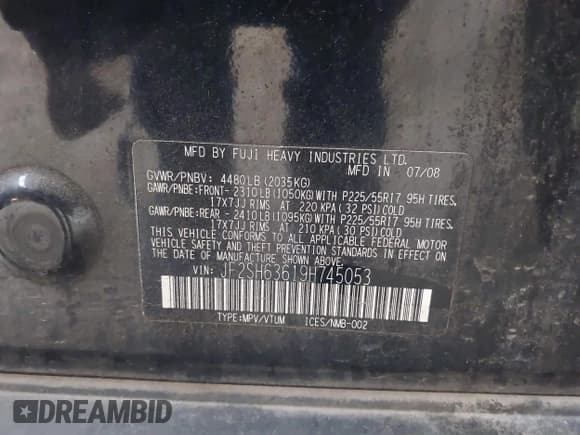 ✅ 2009 Subaru Forester X • VIN: JF2SH63619H745053 • Лот: 43083995. Опубликован ранее на IAAI с пробегом 150 633 миль. Бесплатный доступ к архиву аукционных продаж из США и подробный отчёт об истории автомобиля на DreamBid. Изображение 9.