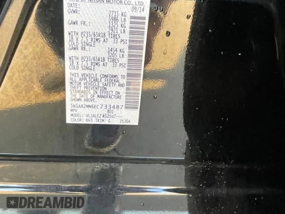 ✅ 2014 Nissan Pathfinder S • VIN: 5N1AR2MN6EC733487 • Lot: 90743075. Wystawiony na Copart z przebiegiem 132 960 mil. Bezpłatny archiwum sprzedaży aukcyjnych z USA i szczegółowy raport historii pojazdu na DreamBid. Zdjęcie 10.