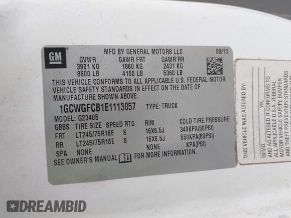 ✅ 2014 Chevrolet Express Cargo • VIN: 1GCWGFCB1E1113057 • Lot: 41913600. Wystawiony na IAAI z przebiegiem 196 605 mil. Bezpłatny archiwum sprzedaży aukcyjnych z USA i szczegółowy raport historii pojazdu na DreamBid. Zdjęcie 9.