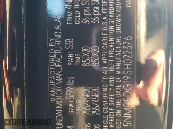 2025 Hyundai Santa Fe Calligraphy с VIN 5NMP5DG19SH022376, выставлен на аукционе Copart как лот 82799444 с пробегом 1 114 миль миль и Списание • Salvage title. История ставок и продаж доступна на DreamBid. Изображение 13.