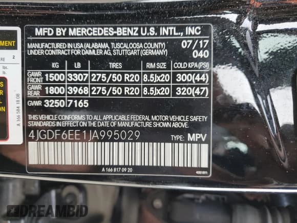 ✅ 2018 Mercedes-Benz GL 450 • VIN: 4JGDF6EE1JA995029 • Lot: 48334214. Listed on Copart with 211,189 mi. Free auction sales archive from the USA and detailed vehicle history report at DreamBid. Image 14.