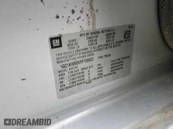 ✅ 2015 Chevrolet Silverado 2500HD LTZ • VIN: 1GC1KWE8XFF158822 • Lot: 84009695. Listed on Copart with 202,515 mi. Free auction sales archive from the USA and detailed vehicle history report at DreamBid. Image 12.